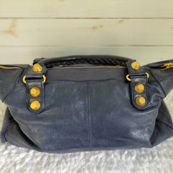 Balenciaga City Bag with Large Brass Hardware, Marine Blue - Picture 6 of 16